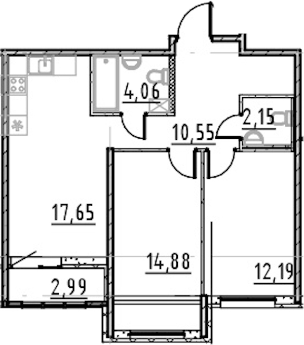 2-комнатная квартира 61.48 м², 7/9 эт., ЖК «Город Первых»